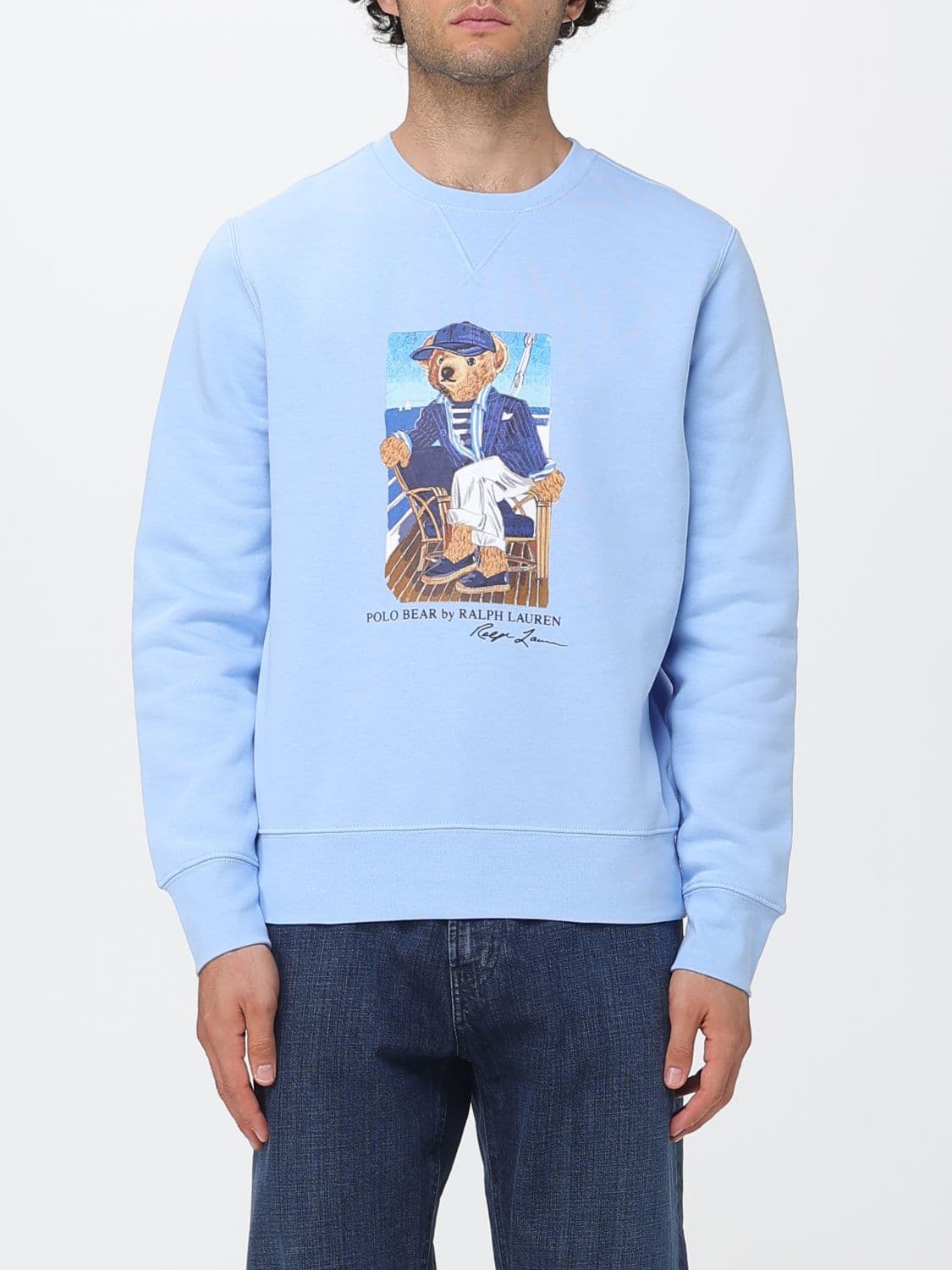 Polo Ralph Lauren Teddy Bear Print Cotton-Blend Crew Neck Sweatshirt