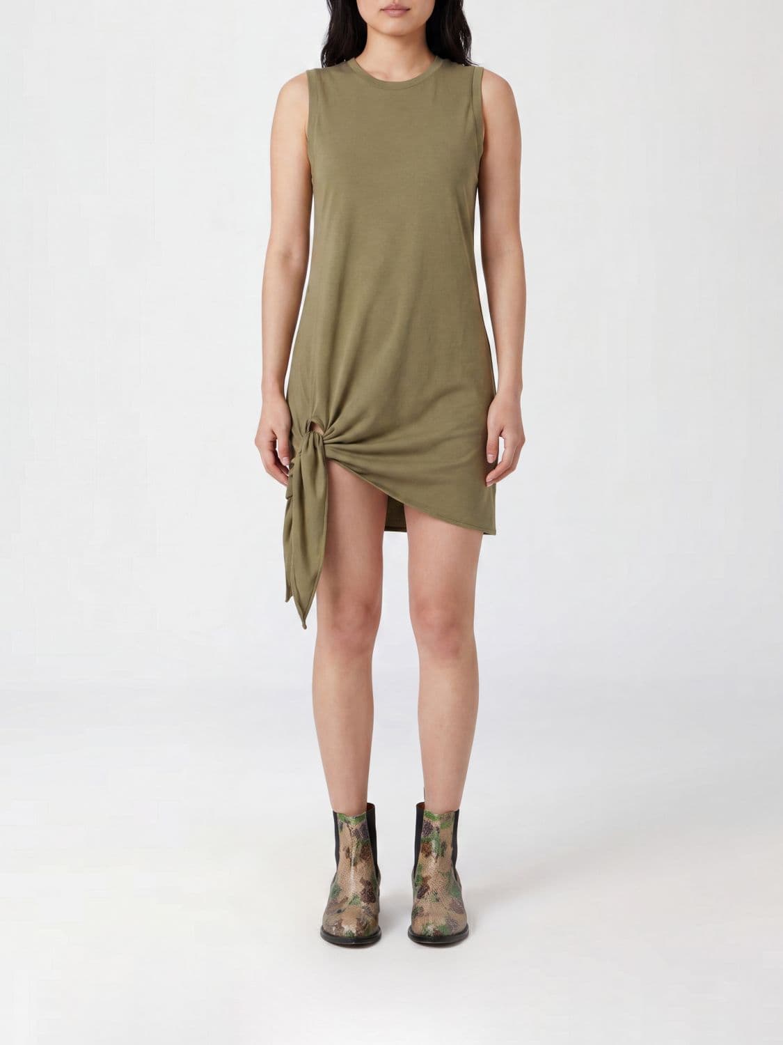 Jw Anderson Sleeveless Cotton Mini Dress with Knot Detail · L