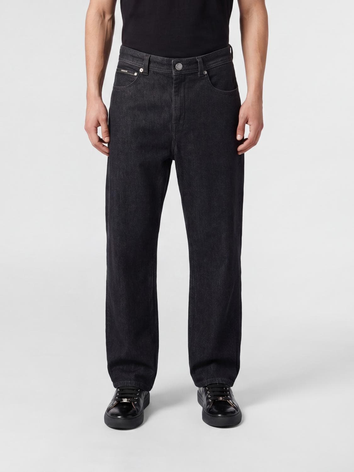 Billionaire Straight-Fit Cotton Denim Jeans with Monogram Logo
