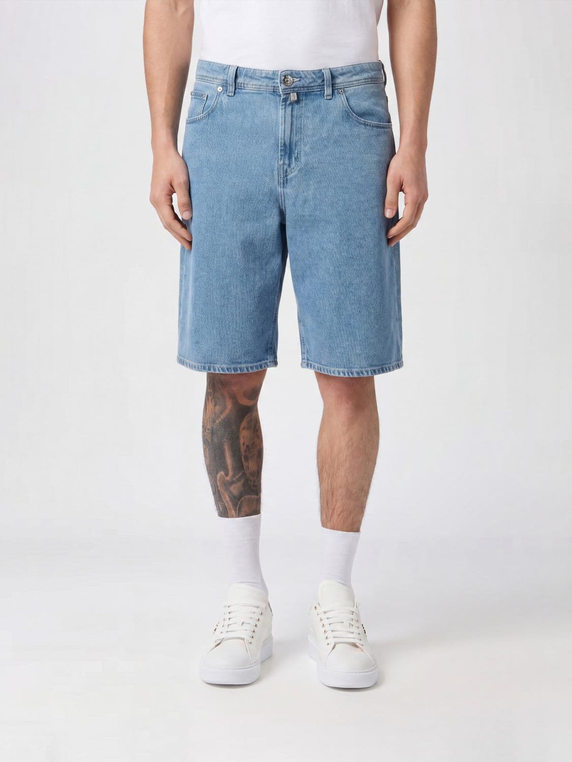 Billionaire 5-Pocket Cotton Denim Shorts with Embroidered Rear Logo