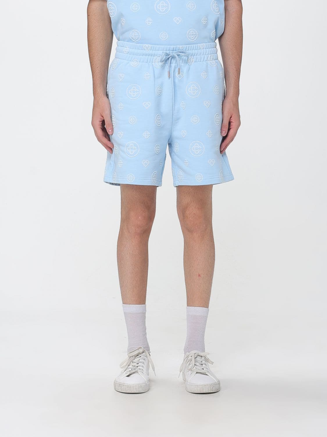 Casablanca Monogram Print Cotton Drawstring Shorts
