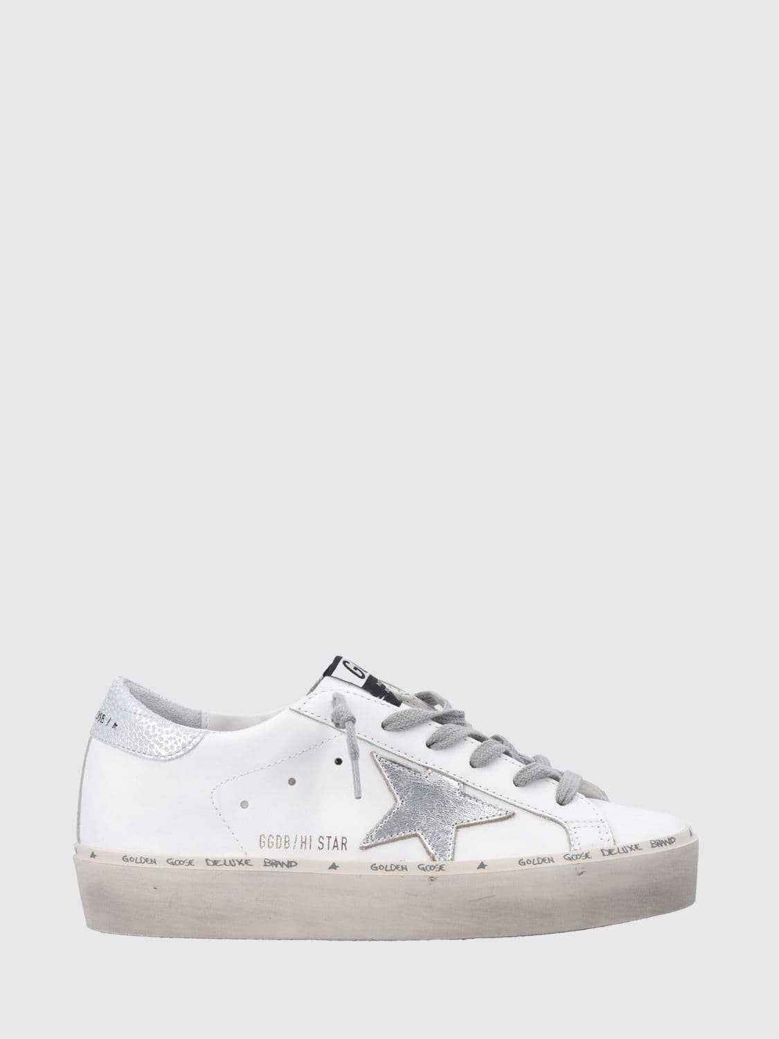 Golden Goose Hi Star Leather Platform Sneakers with Laminated Details