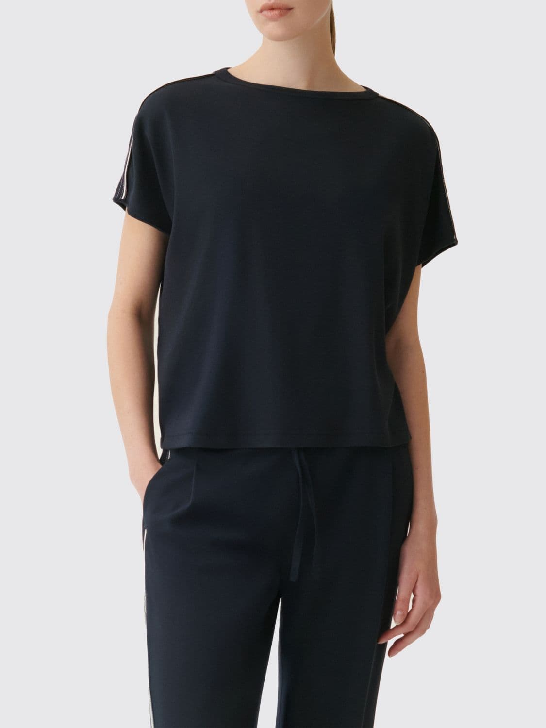 Fabiana Filippi Striped Cotton T-Shirt with Dropped Shoulders