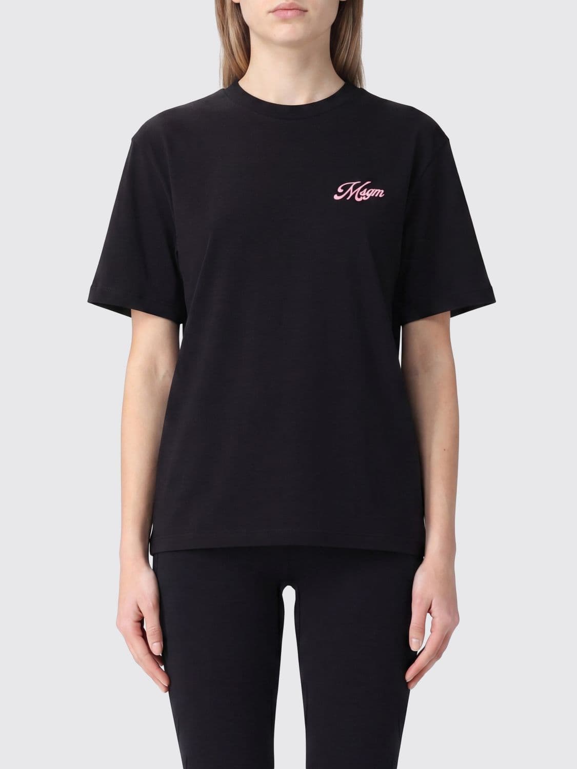 Msgm Relaxed Fit Cotton T-shirt with Contrasting Logo