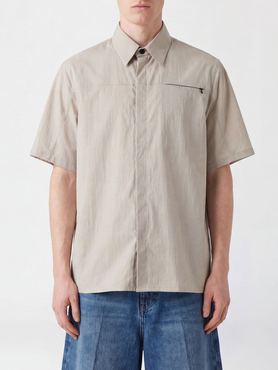 Msgm Men's Cotton Bowling Shirt with French Collar and Short Sleeves · 39