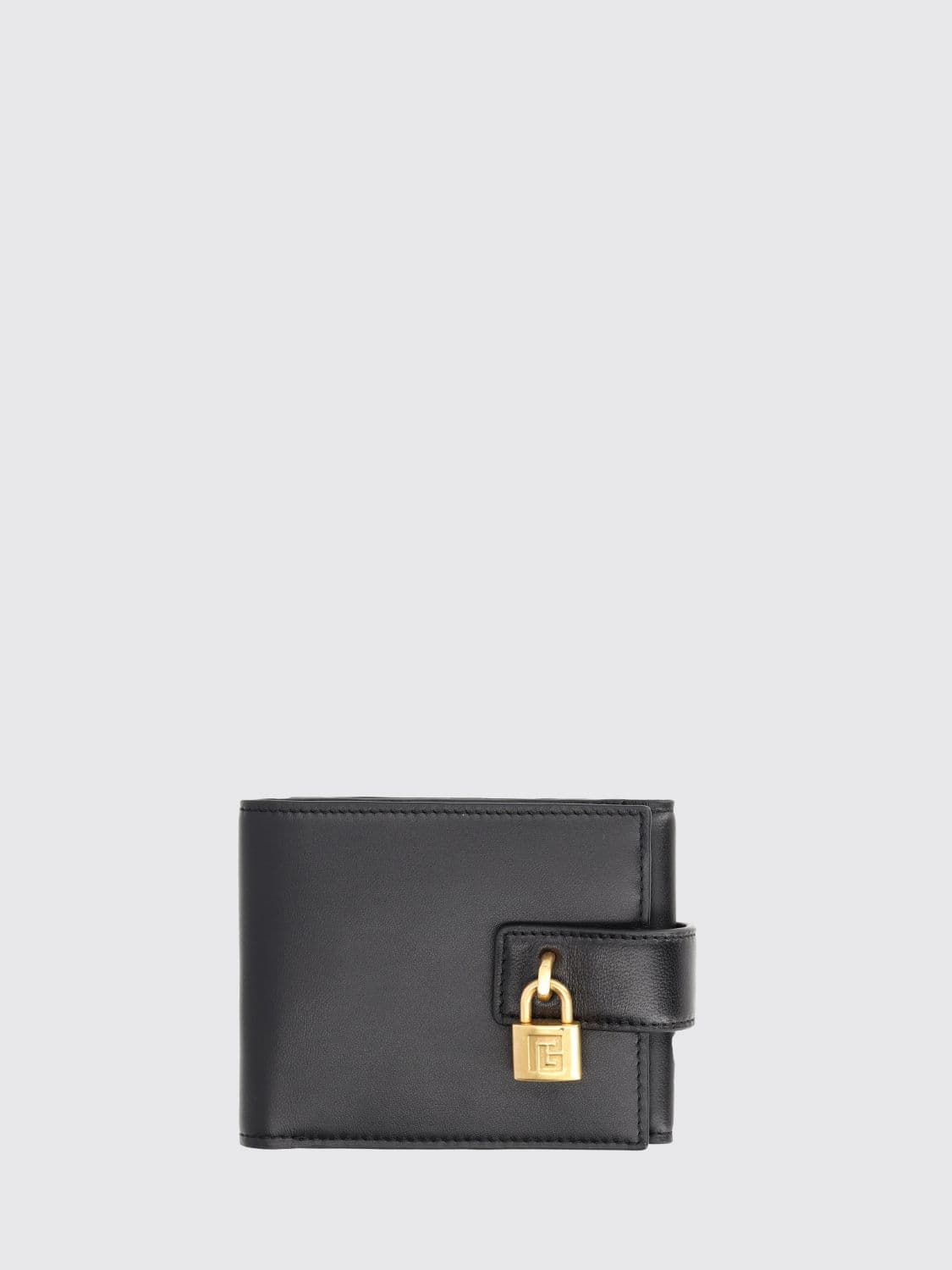 Balmain Bifold Wallet in Smooth Calfskin Leather with Padlock