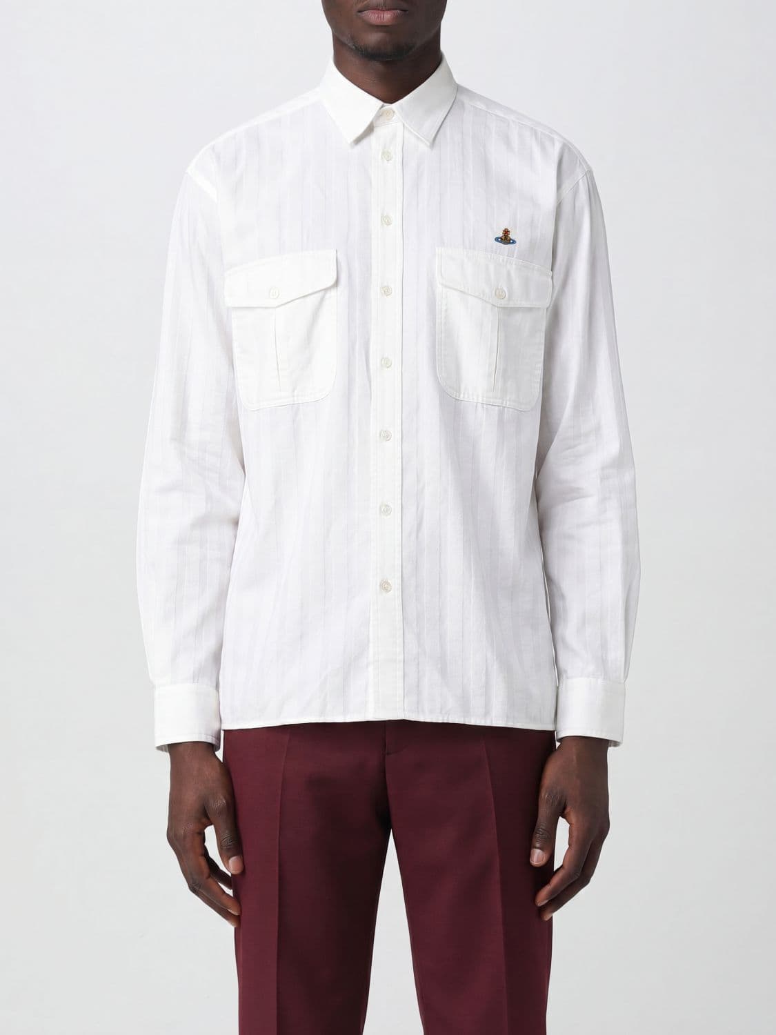 Vivienne Westwood Short-Sleeved Cotton Shirt with Embroidered Orb Logo