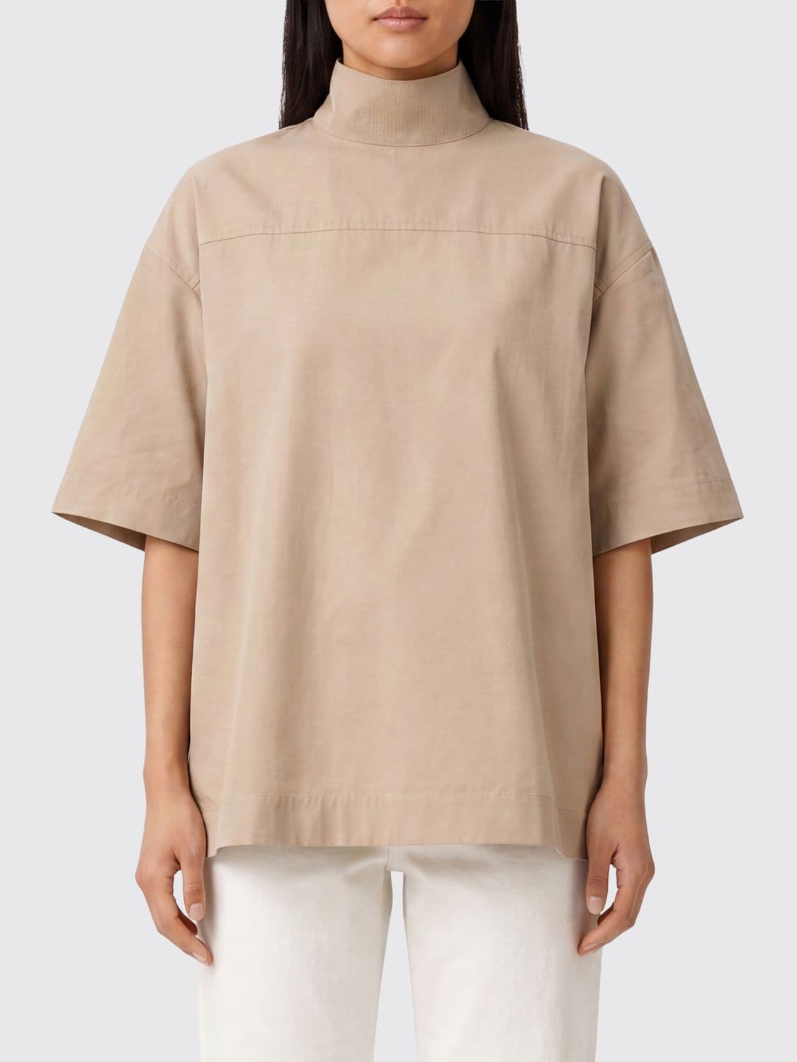 Ami Paris Short-Sleeved Cotton Polo Neck with Dropped Shoulders