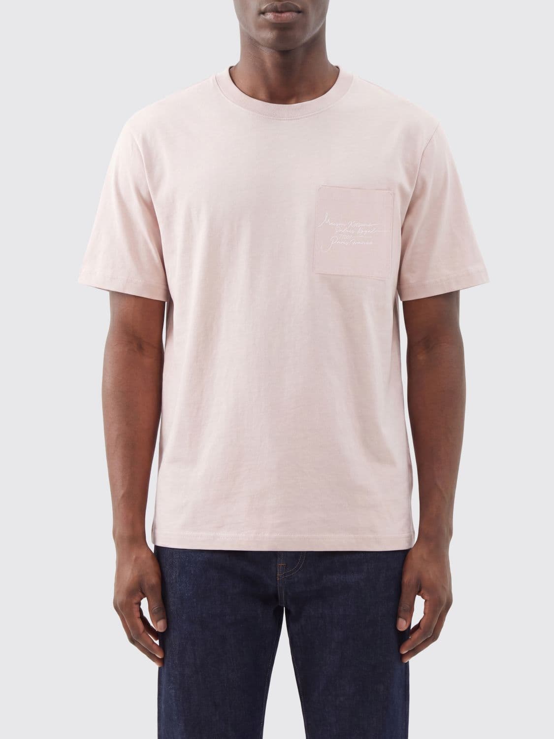 Maison Kitsuné Organic Cotton Crewneck T-shirt with a Patch Pocket and Embroidered Logo