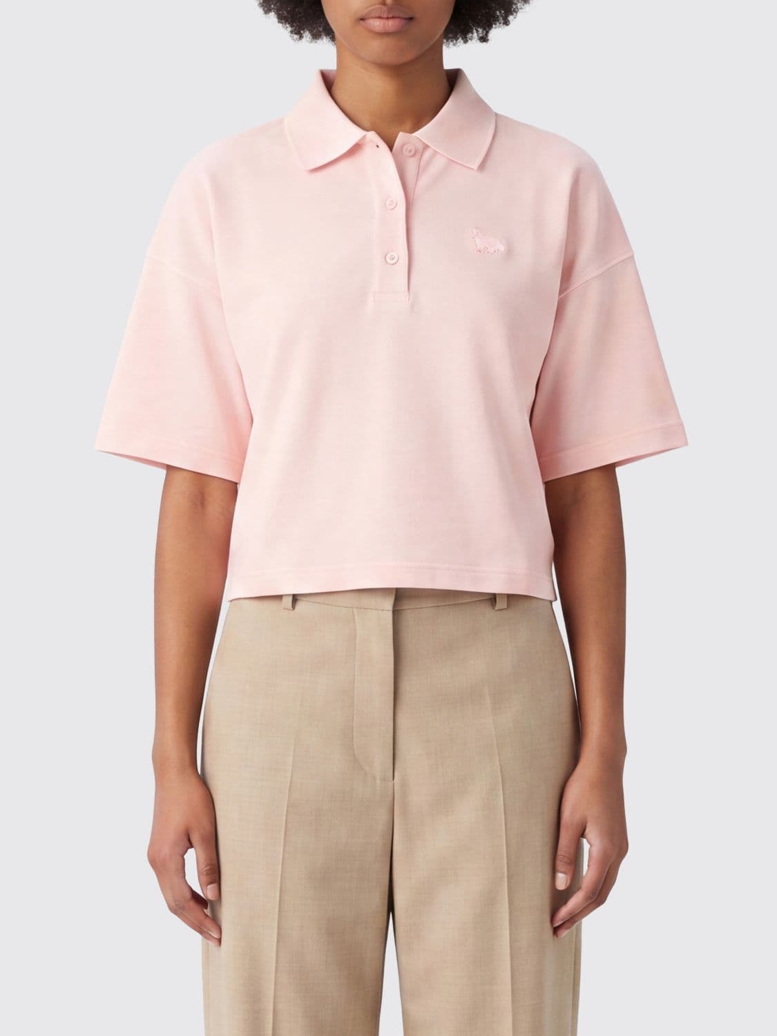 Maison Kitsuné Organic Cotton Polo Shirt with Tone-on-Tone Logo