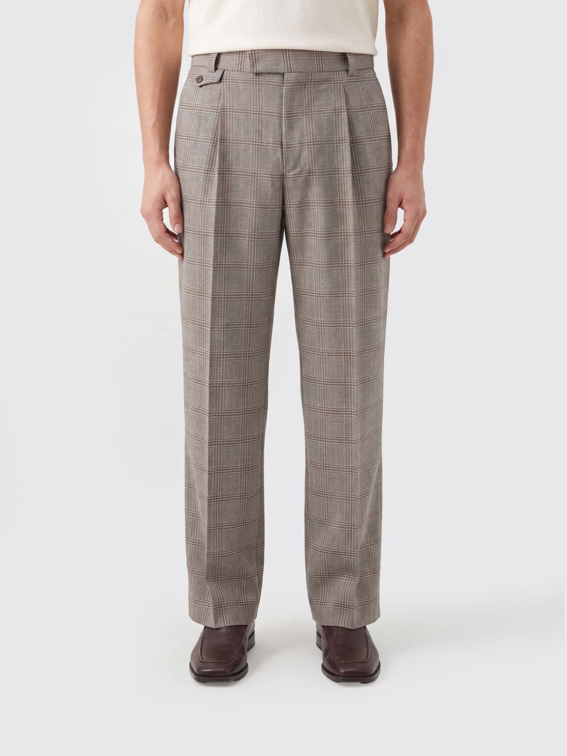 Drôle De Monsieur Tailored Wide-Leg Check Trousers in a Cotton Blend