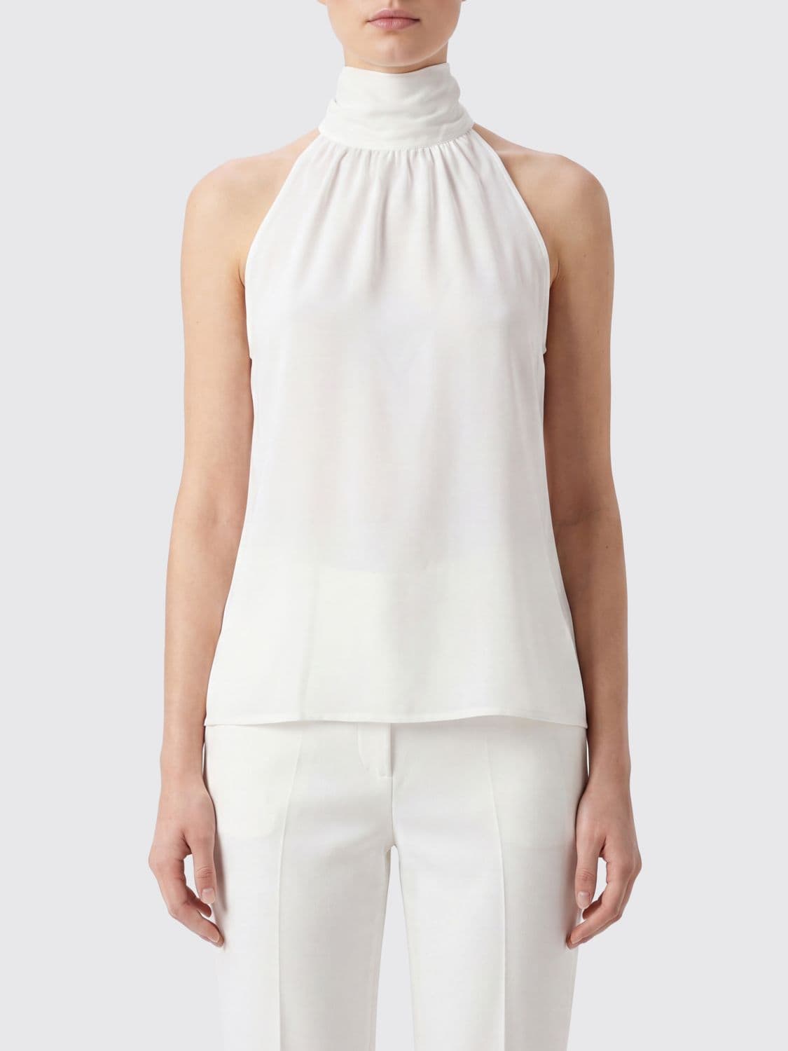 Pt Torino Off-the-Shoulder Viscose Blouse with Scarf Neck