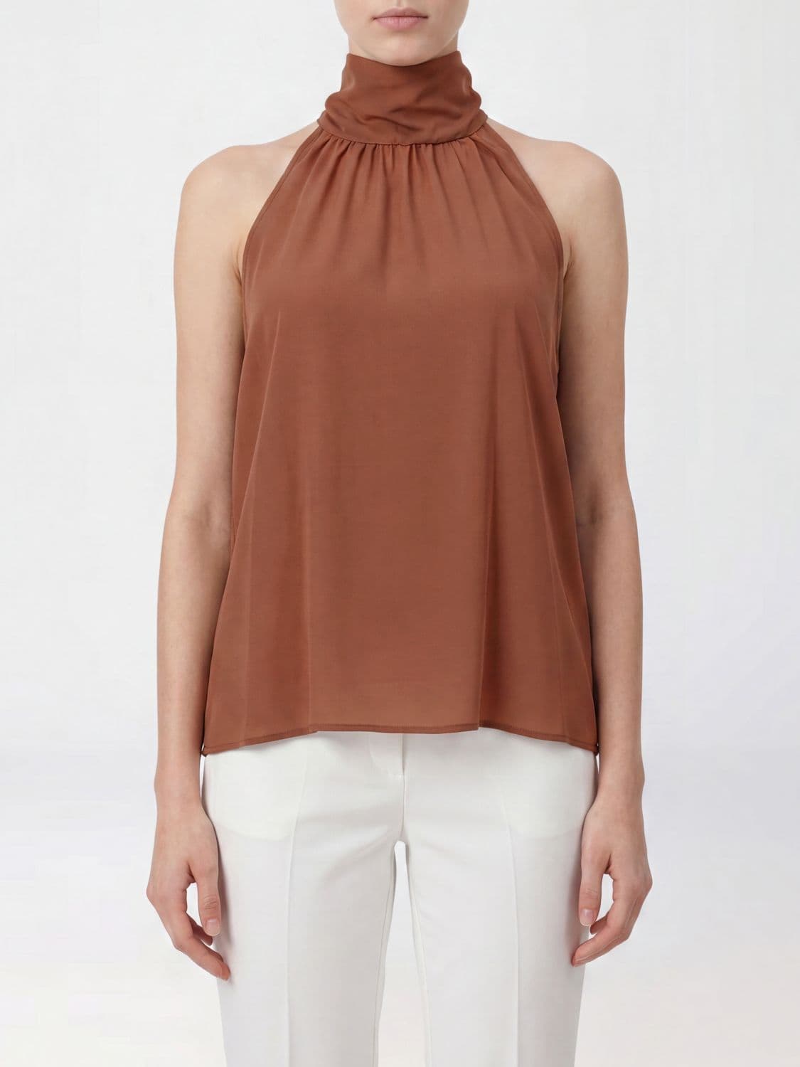 Pt Torino Off-the-Shoulder Viscose Blouse with Scarf Neck