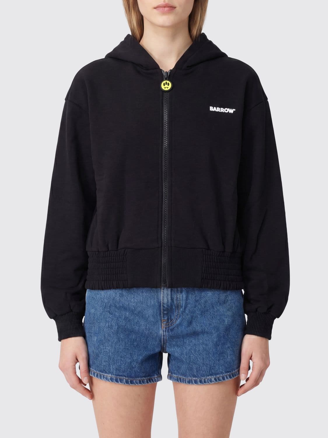 Barrow Cotton Zip-Up Hoodie with Contrast Logo
