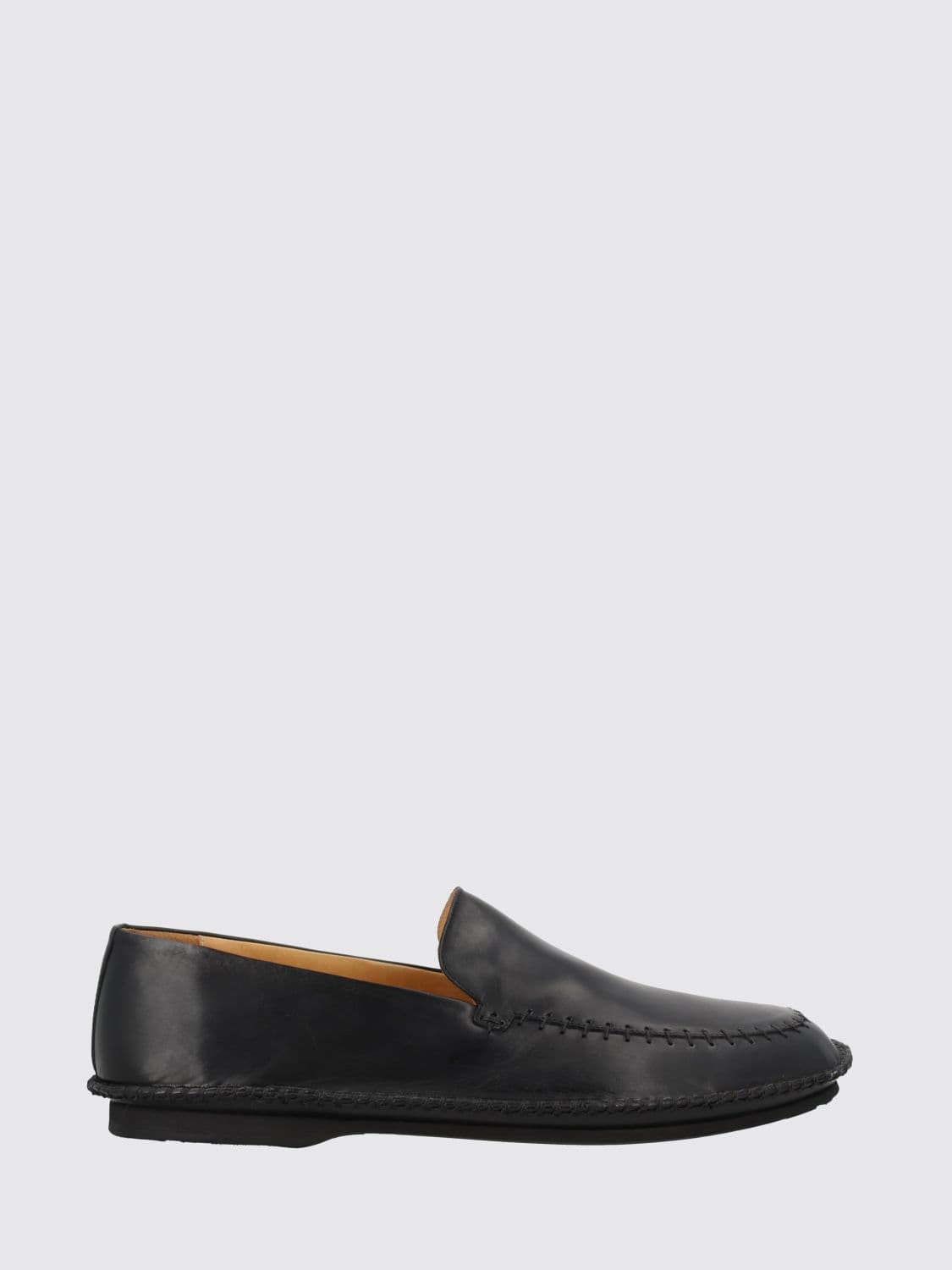 Premiata Smooth Leather Loafers with Raised Apron Toe and Rubber Sole
