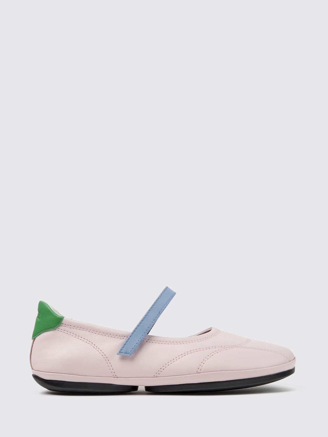 Camper Twins Abstract Pattern Calfskin Leather Mary Jane Flats