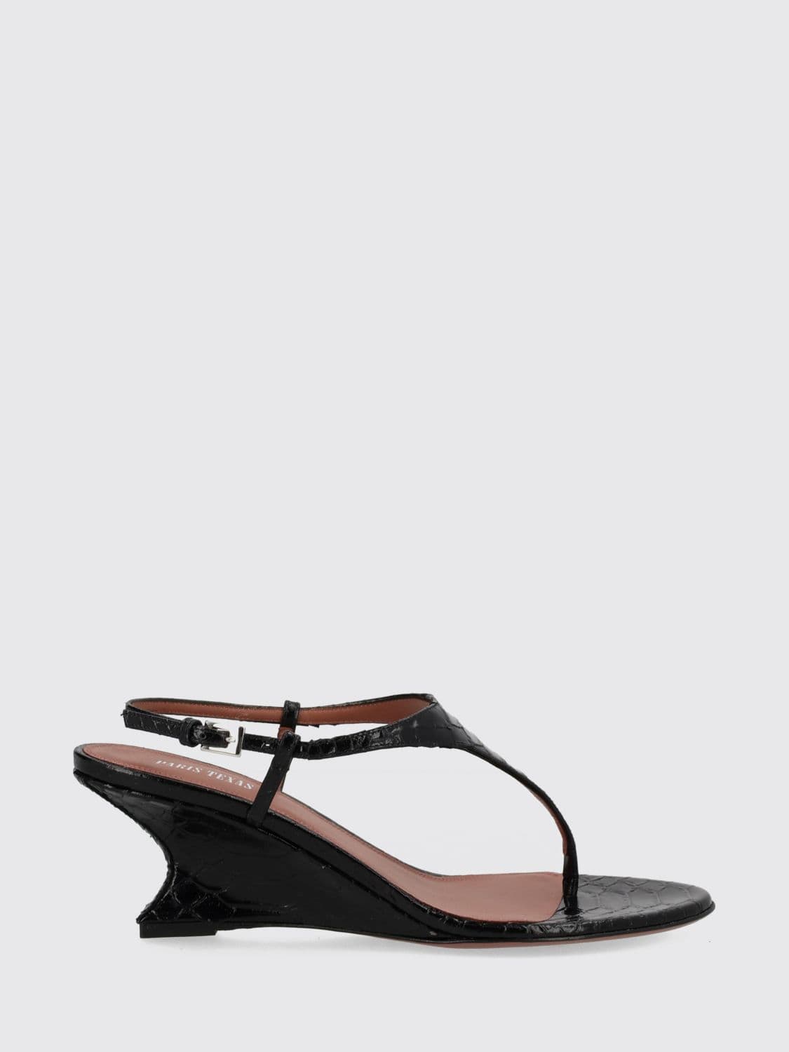 Paris Texas Nina Python-Effect Leather Wedge Sandals with Ankle Strap
