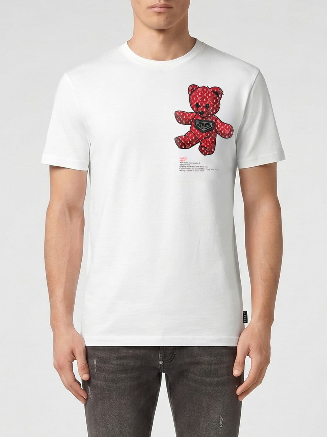 Philipp Plein Slim Fit Teddy Bear Print Cotton T-Shirt