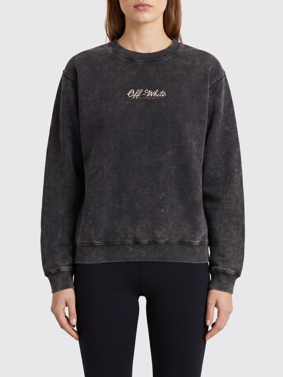 Off-White Graphic Print Cotton Crewneck Sweatshirt with Logo