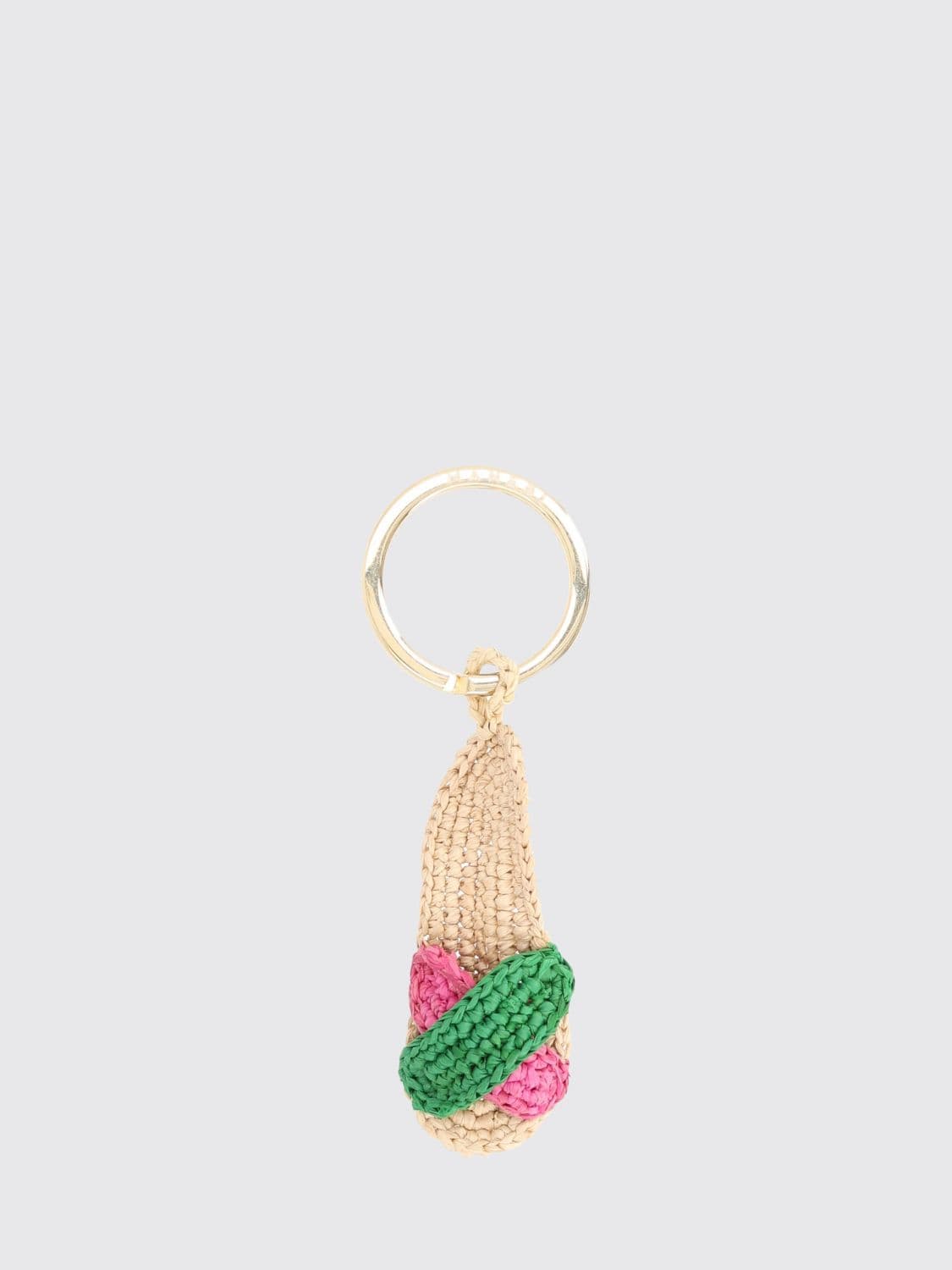 Manebi Espa Two-Tone Pink Crochet Raffia Keyring · OS