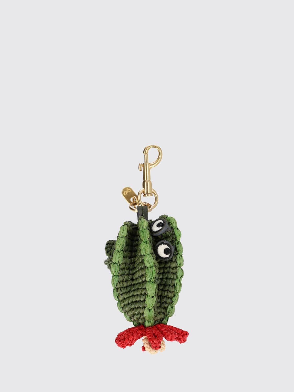 Anya Hindmarch Striped Crochet Raffia Keyring with Snap Hook · OS