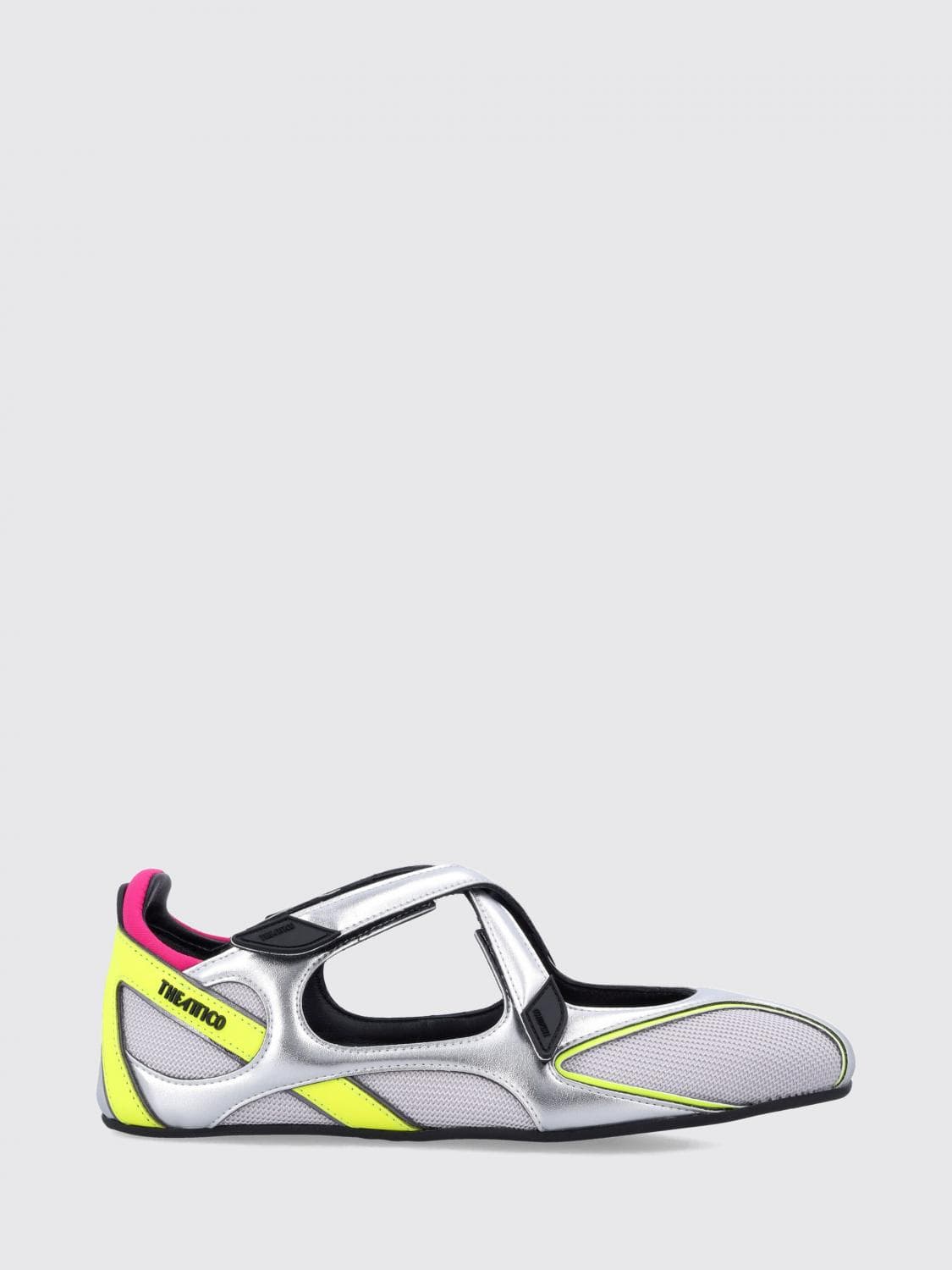 The Attico Floor 01 Mary Jane Flats in Silver Laminated Leather
