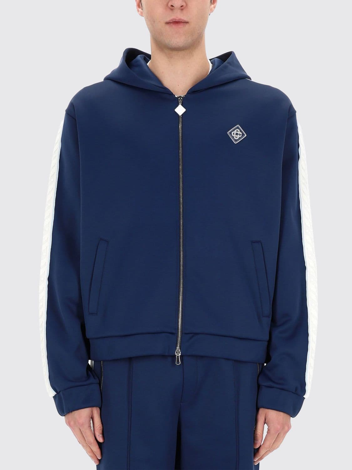 Casablanca Monogram Pattern Jersey Zip-Up Hoodie