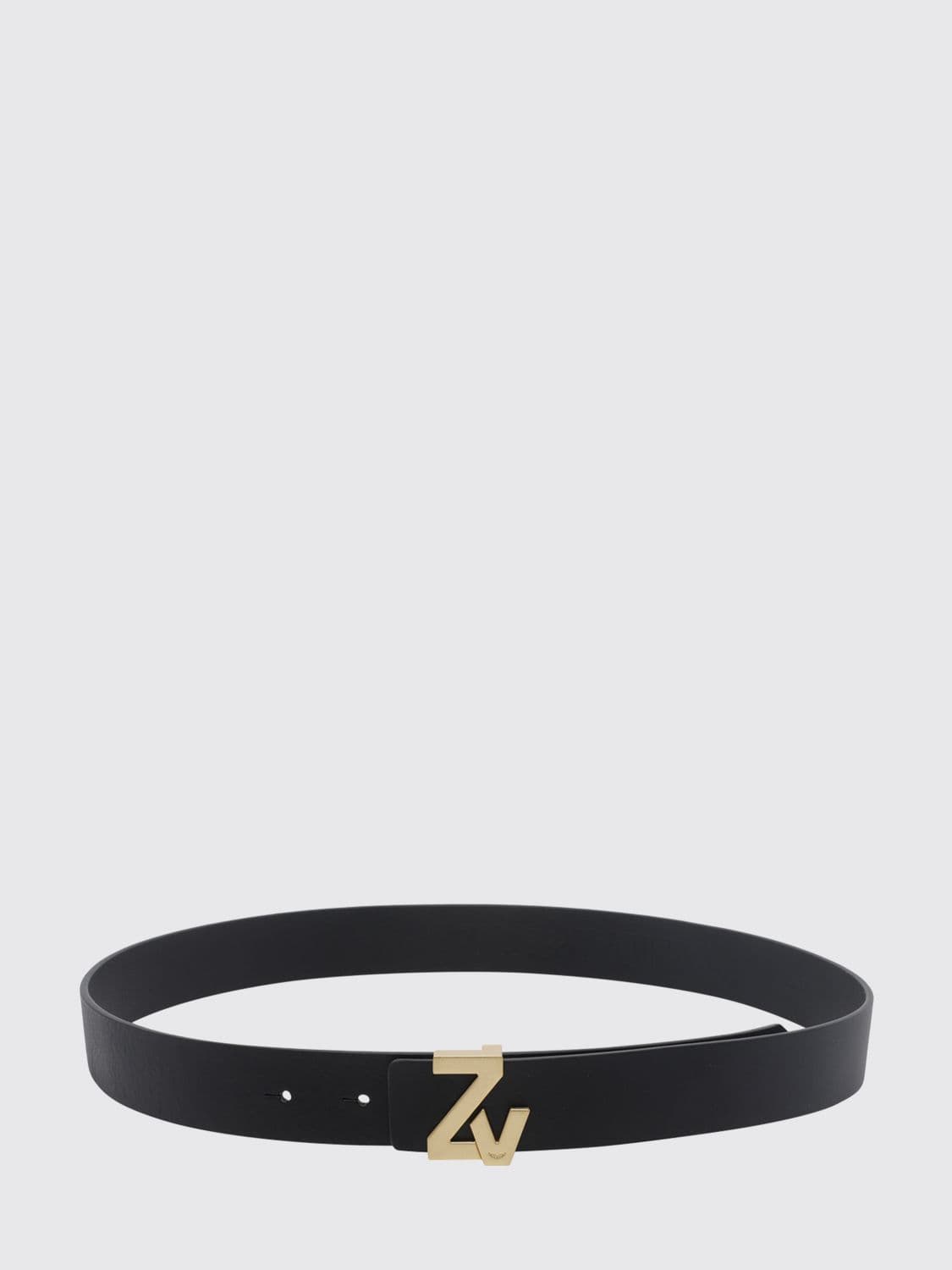 Zadig & Voltaire Calfskin Leather Logo Buckle Belt