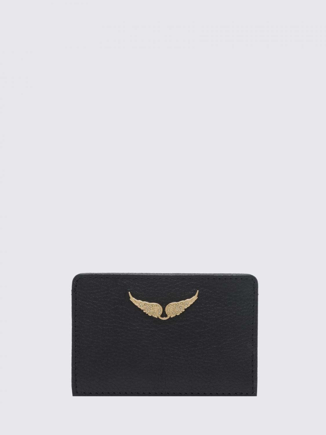 Zadig & Voltaire Grained Cowhide Card Holder with Applied Logo