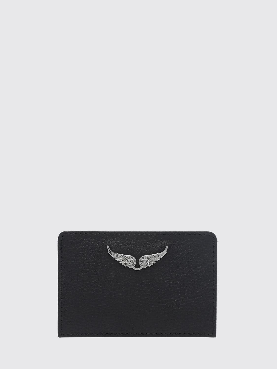 Zadig & Voltaire Grained Cowhide Card Holder with Applied Logo