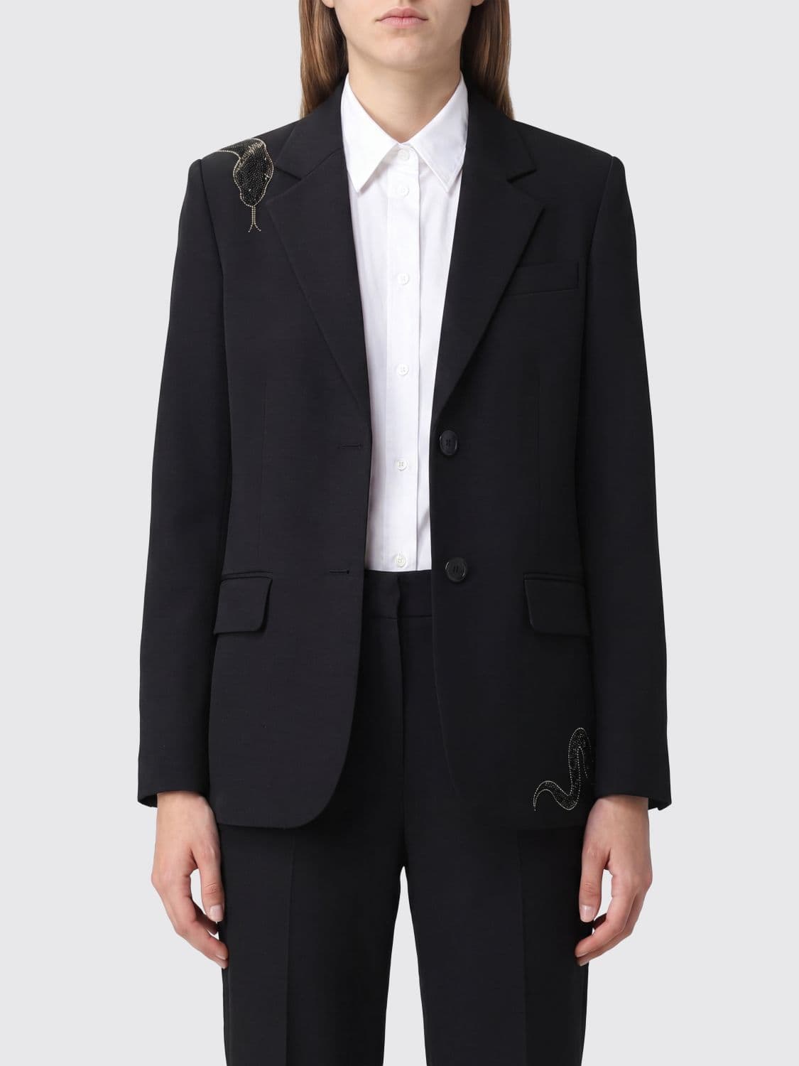 Zadig & Voltaire Single-Breasted Blazer with Snake Print and Rhinestones