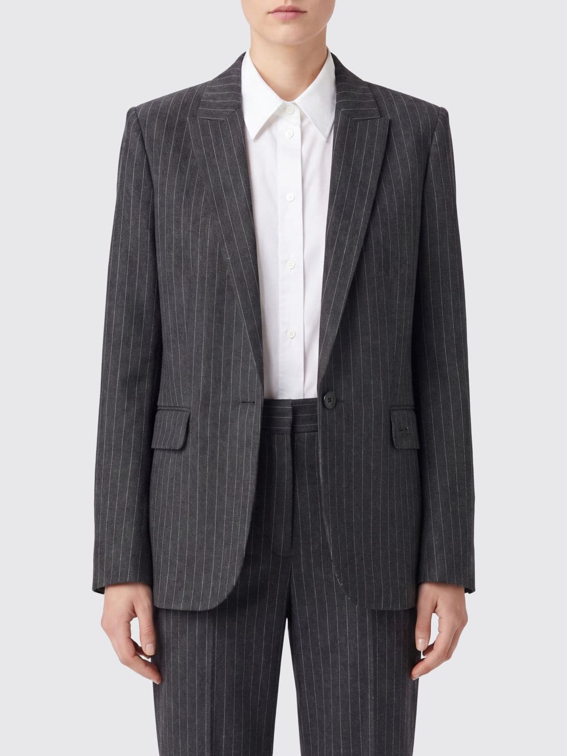 Zadig & Voltaire Pinstriped Single-Breasted Blazer with Peak Lapels