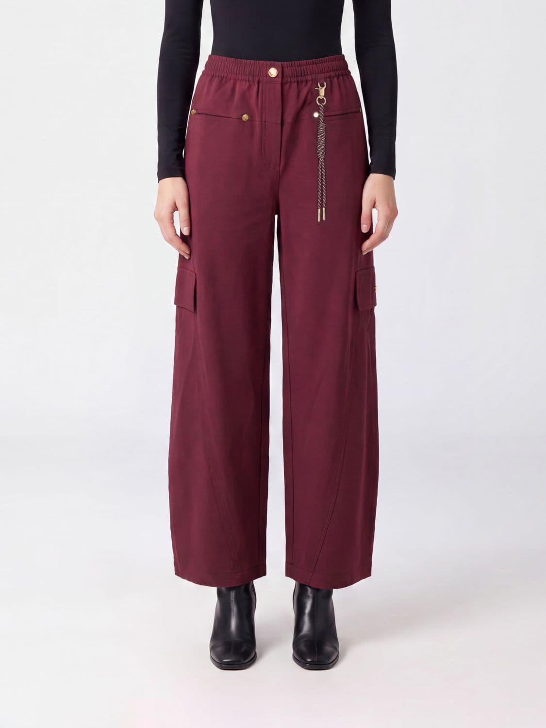 Liu Jo Wide-Leg Nylon Cargo Trousers with Elasticated Waist