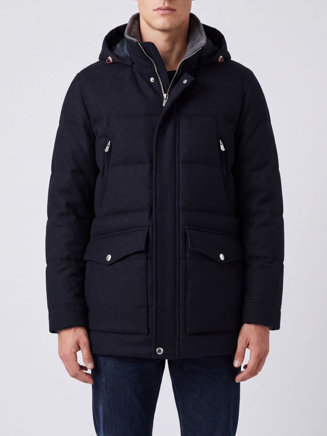 Brunello Cucinelli Padded Wool Parka with Detachable Hood