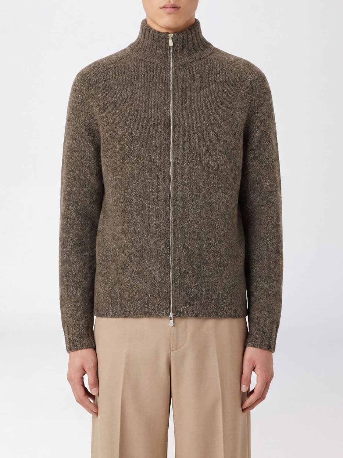 Brunello Cucinelli Cashmere and Silk Zip-Up Turtleneck Cardigan