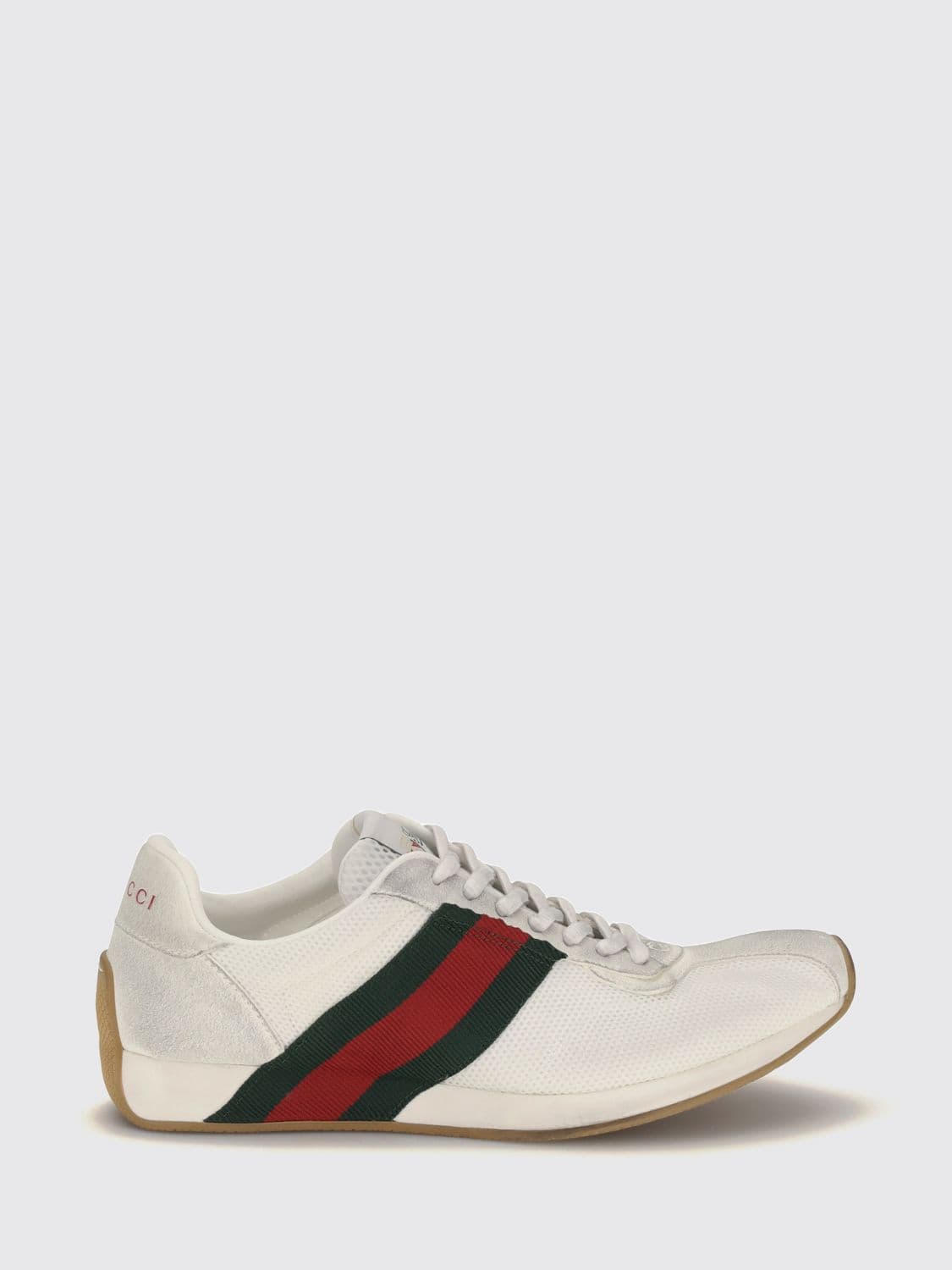 Gucci Tempo Low-Top Sneakers in Leather and Mesh with Web Detail