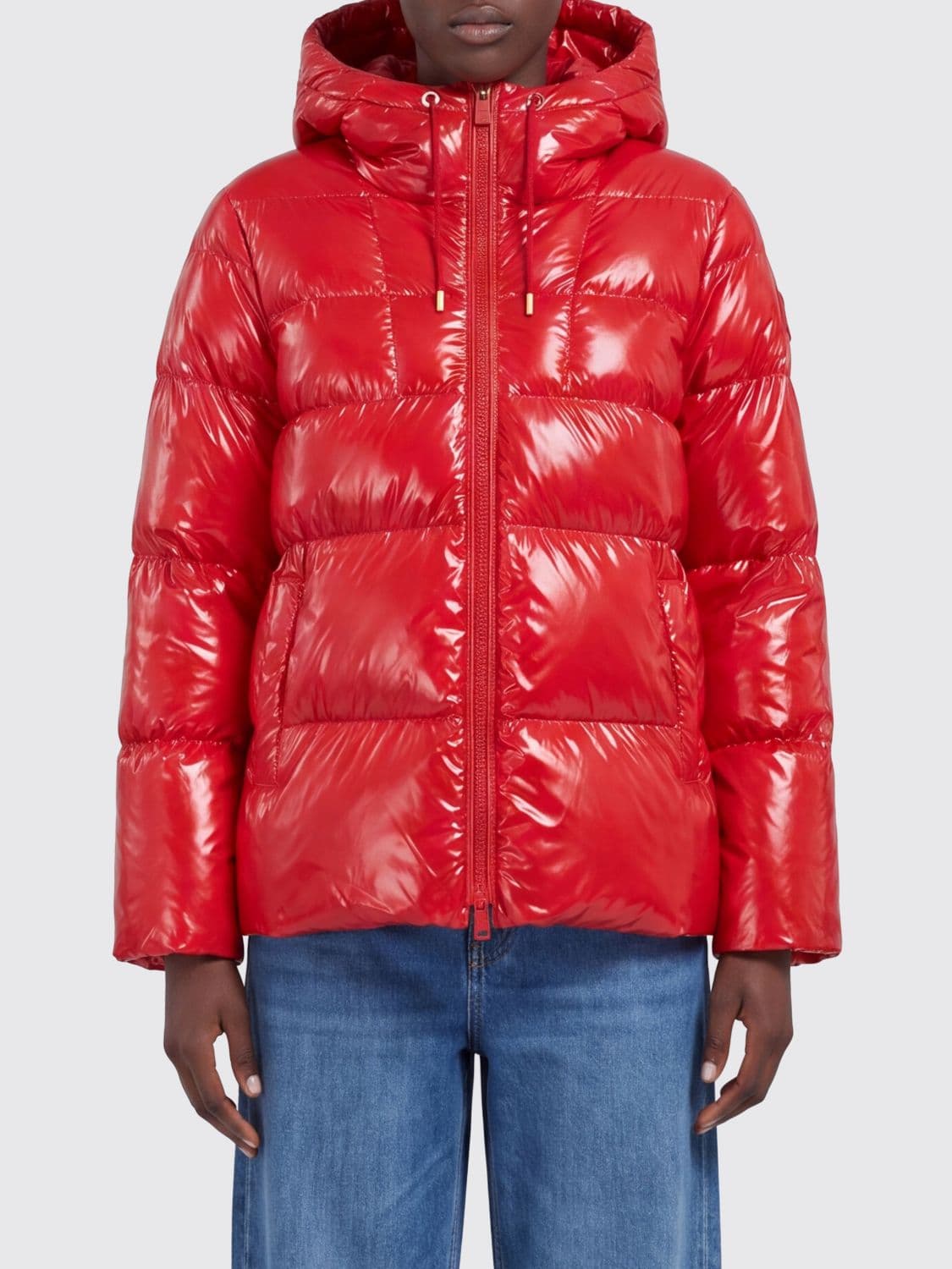 Pinko Quilted Waterproof Nylon Short Puffer Jacket with Hood and Elasticated Cuffs
