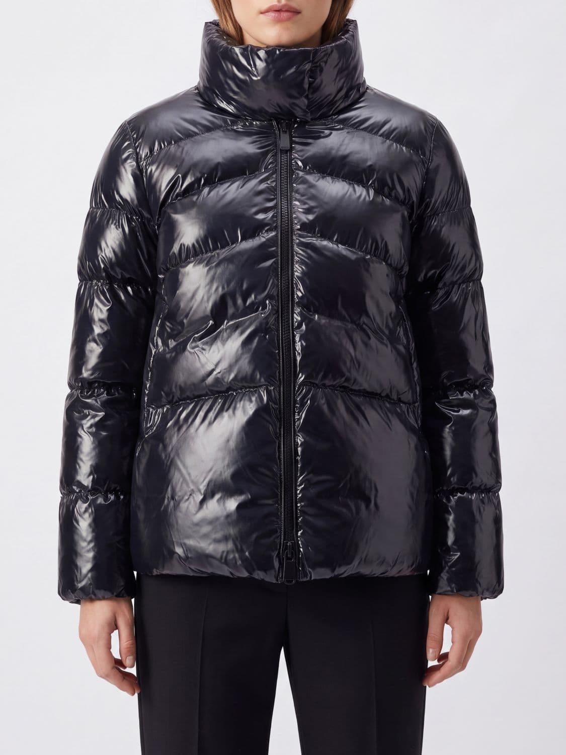 Pinko Quilted Water-Repellent Nylon Short Puffer Jacket with High Neck