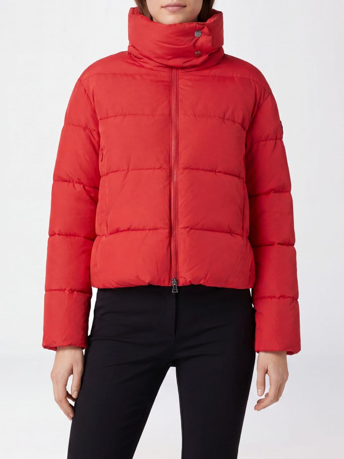 Pinko Giza Quilted Nylon Short Puffer Jacket with High Neck and Love Birds Logo