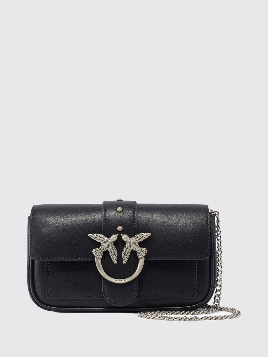 Pinko Love Bag One Mini Leather Crossbody Bag with Love Birds Logo