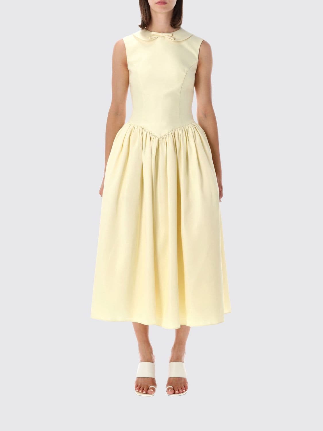 Self-Portrait Sleeveless Peter Pan Collar Taffeta Midi Dress