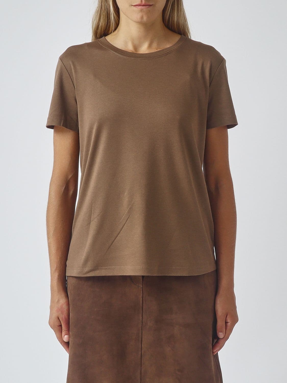 's Max Mara Crewneck T-shirt in Cotton Blend with Dropped Shoulders