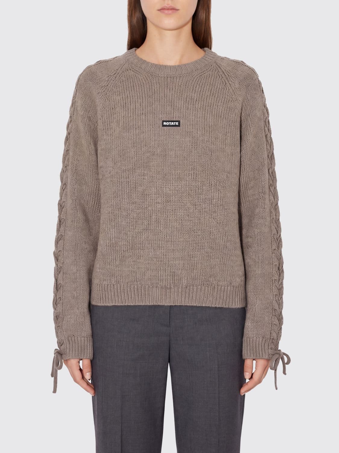Rotate Crewneck Wool and Cashmere Blend Jumper with Applied Logo