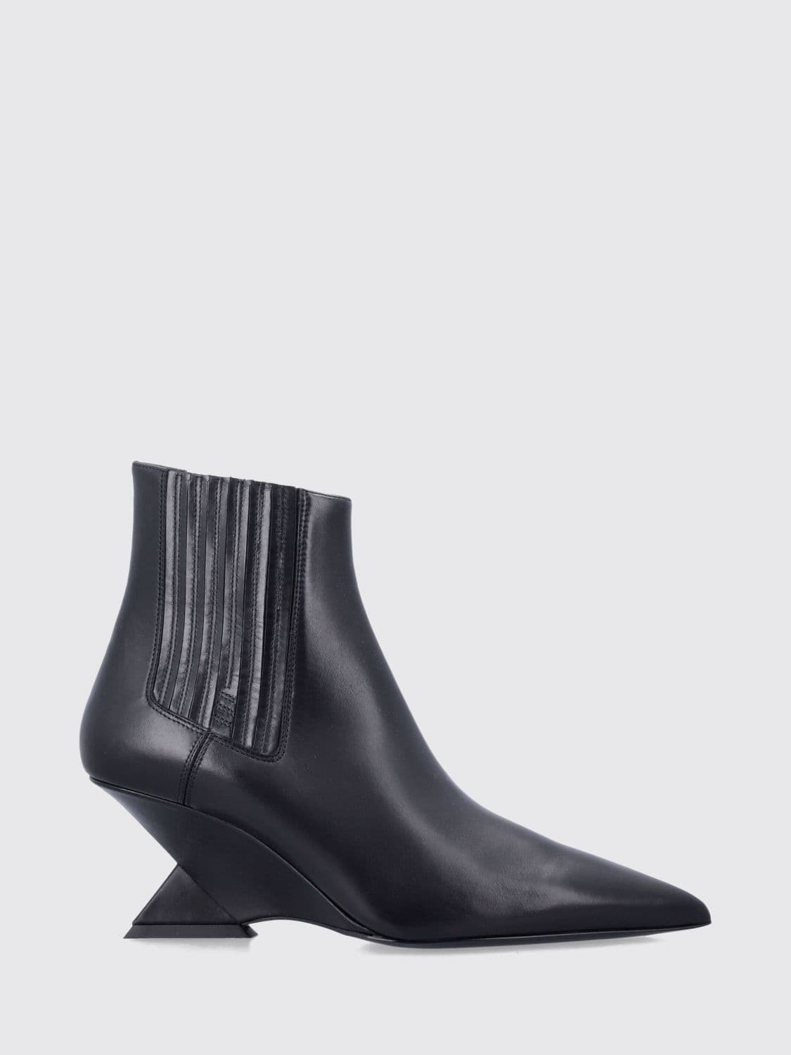 The Attico Chelsea Ankle Boots in Smooth Leather with Sculptural Heel