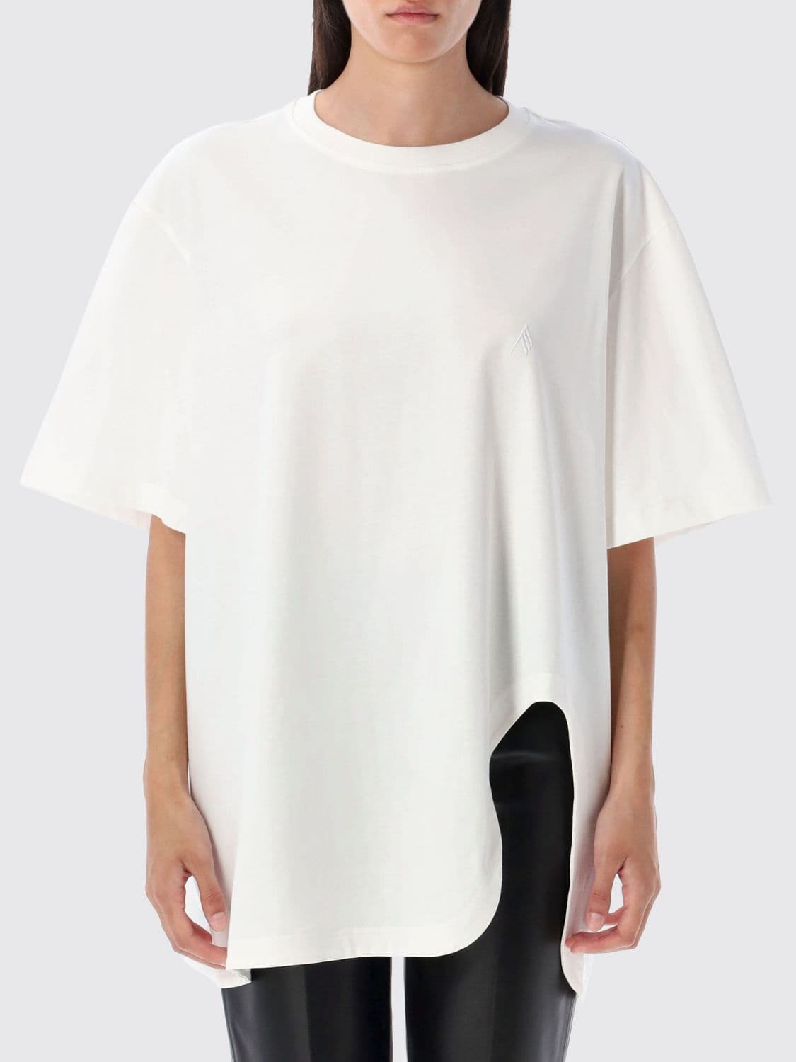 The Attico Relaxed Fit Cotton T-shirt with Dropped Shoulders and Side Slits