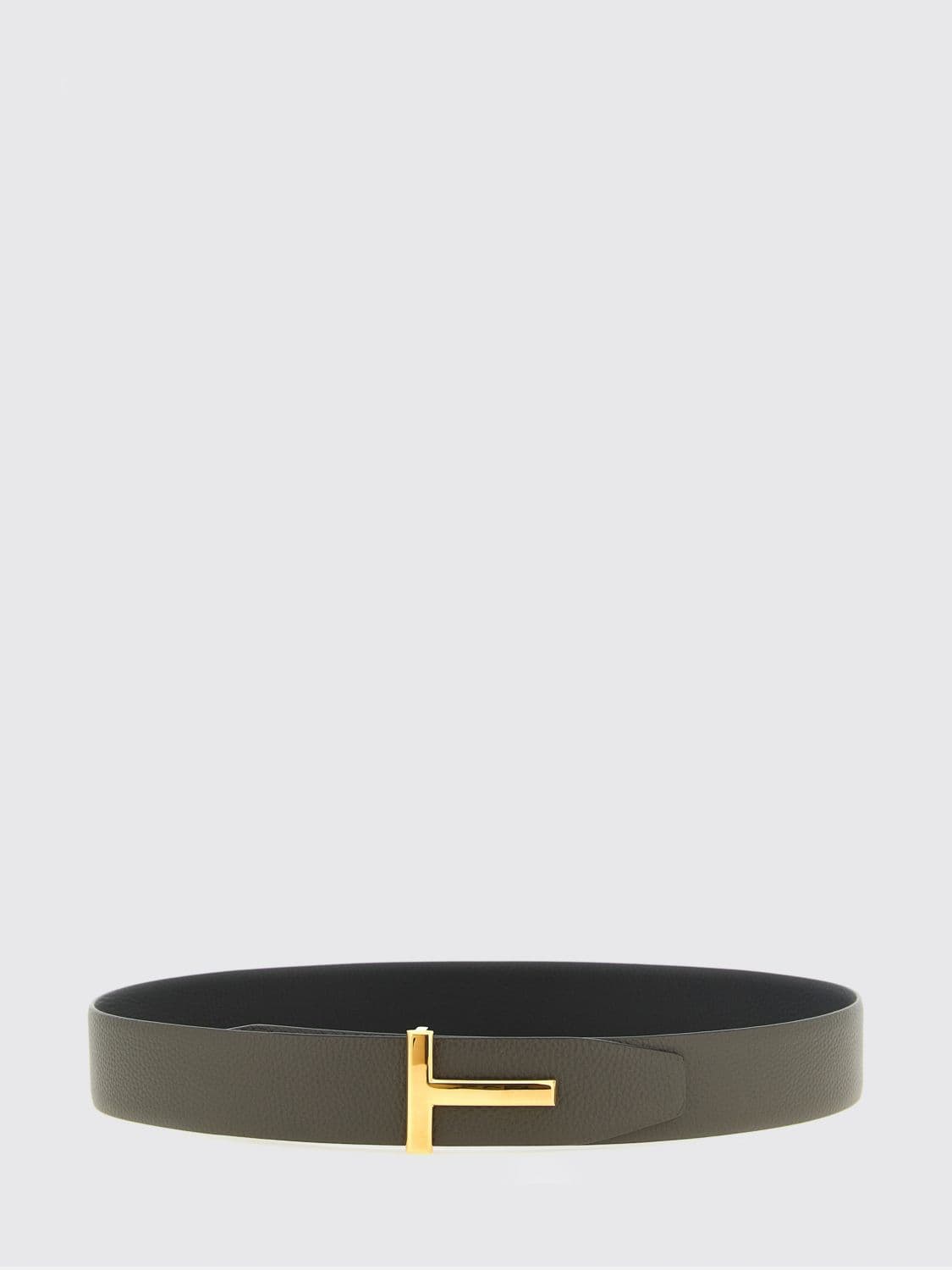 Tom Ford T Icon Reversible Hammered Leather Belt with Monogram Buckle