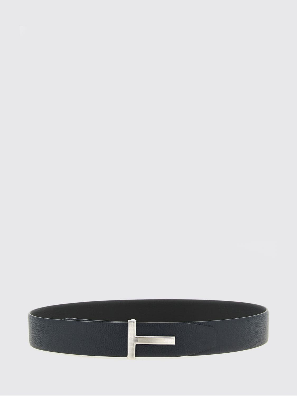 Tom Ford Adjustable Textured Calfskin Leather Belt with T Logo Buckle