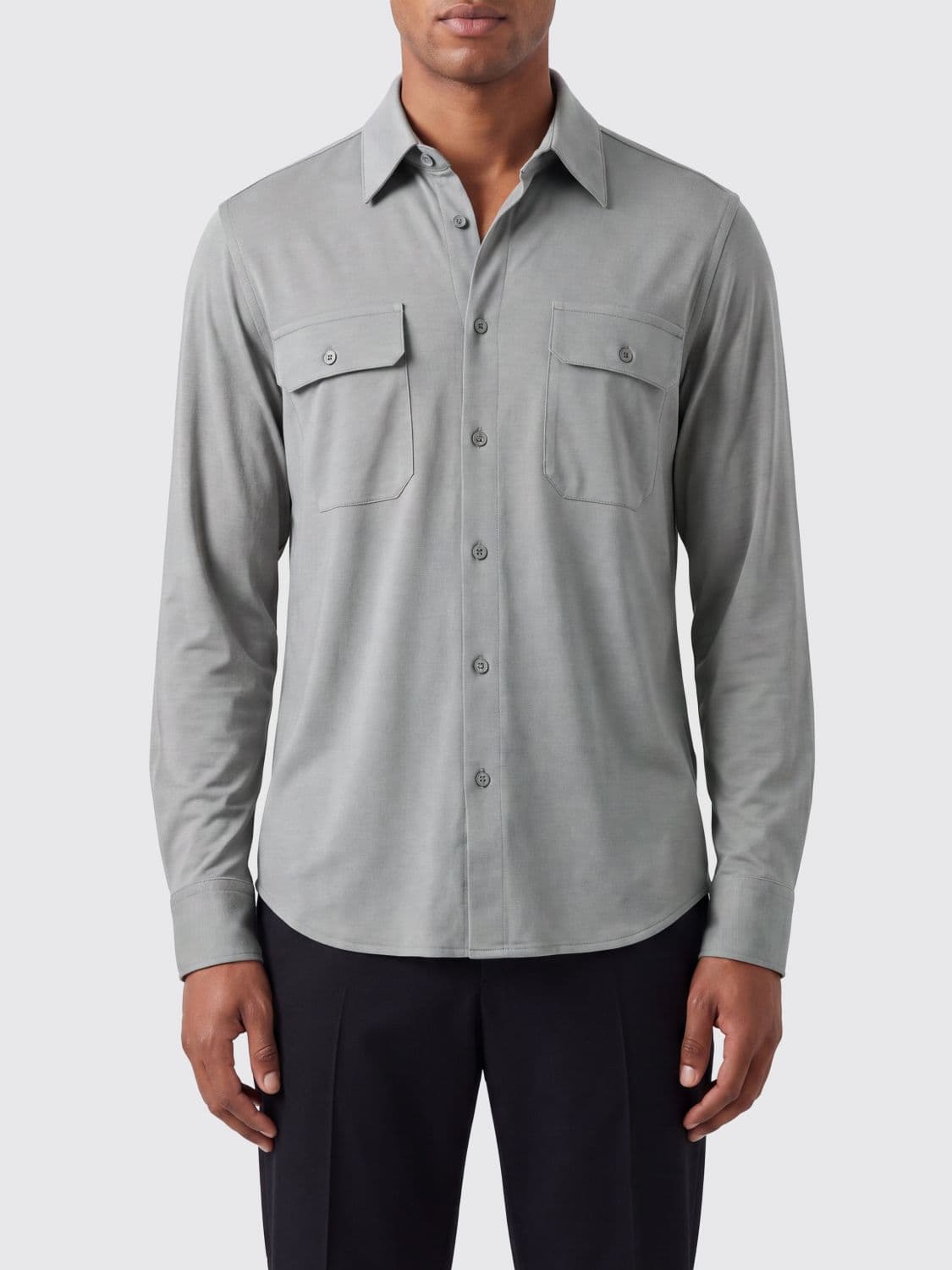 Tom Ford Slim Fit Striped Silk and Cotton Blend Shirt with Pockets