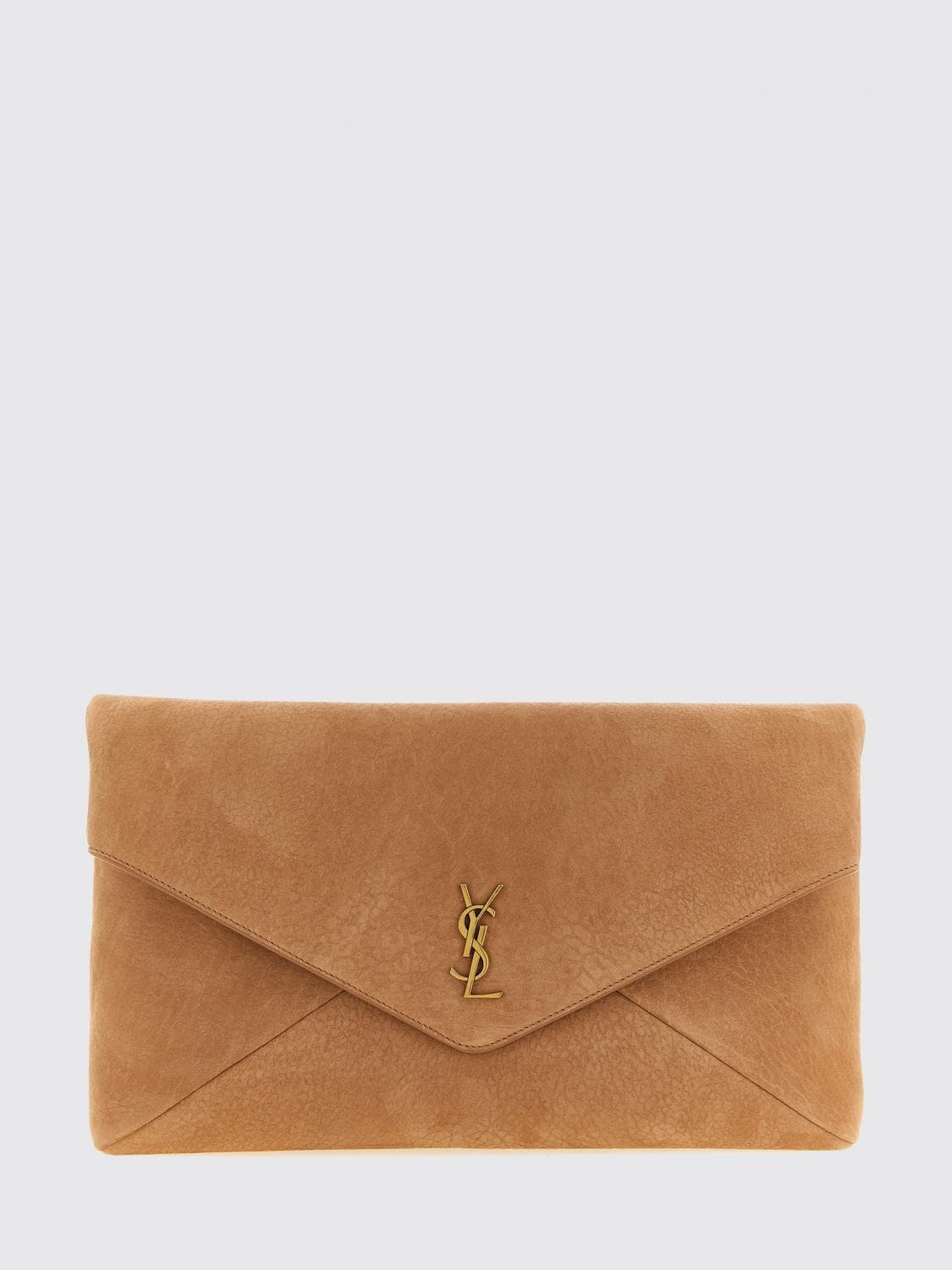 Saint Laurent Suede Calfskin Envelope Clutch with YSL Monogram · OS