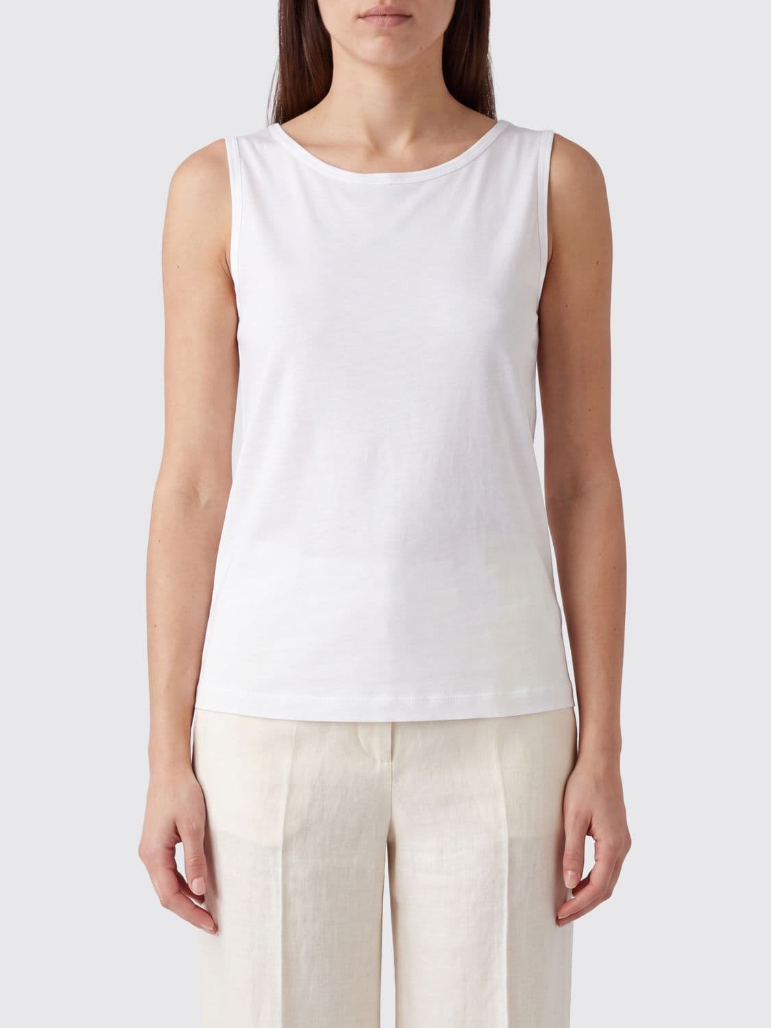 Herno Slim Fit Cotton Tank Top with Round Neck